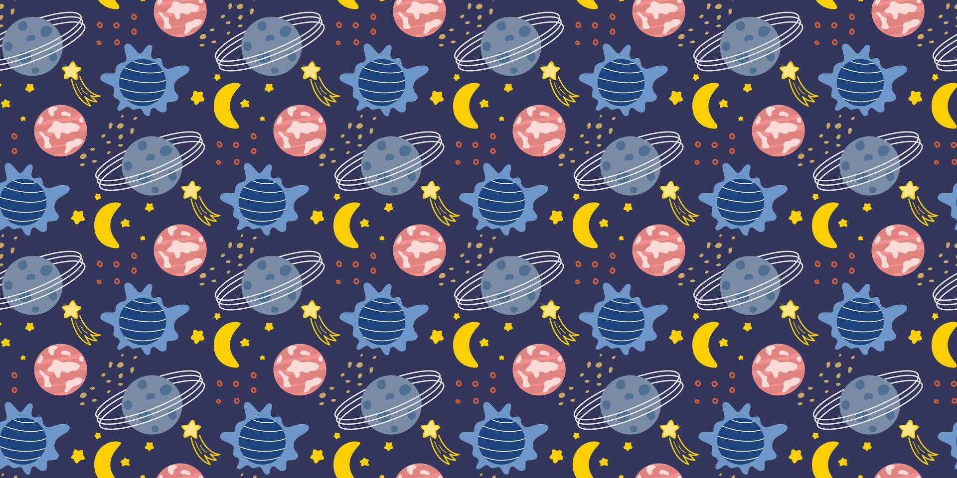Space seamless background for kids vector