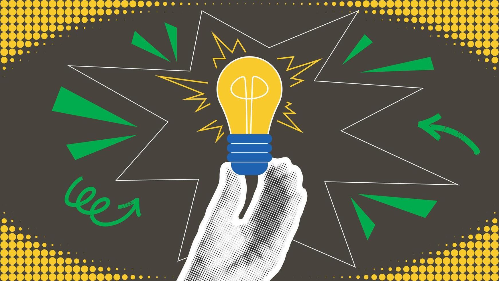 Got an idea - trendy collage hand holding light bulb vector