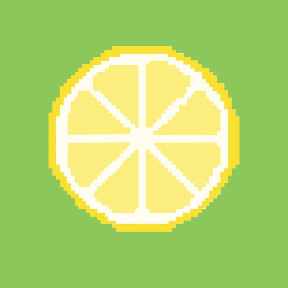 pixel art half lemon fruit icon vector