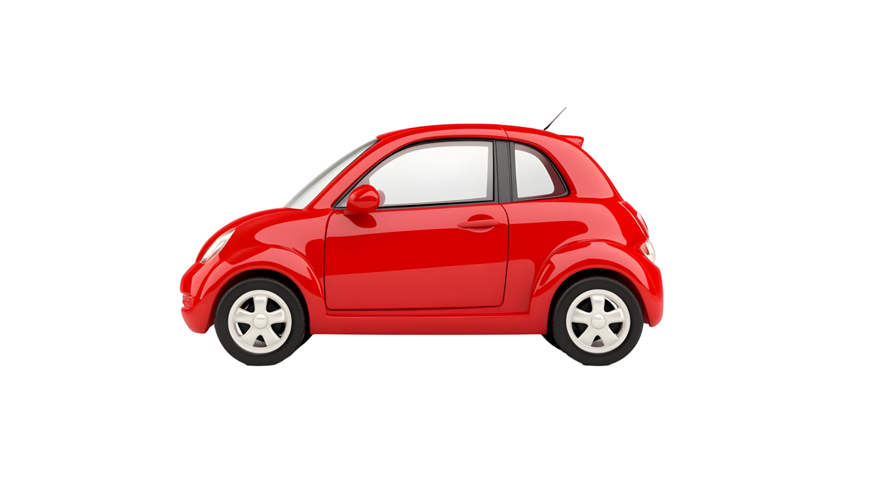 Small red vehicle profile isolated on transparent background. png