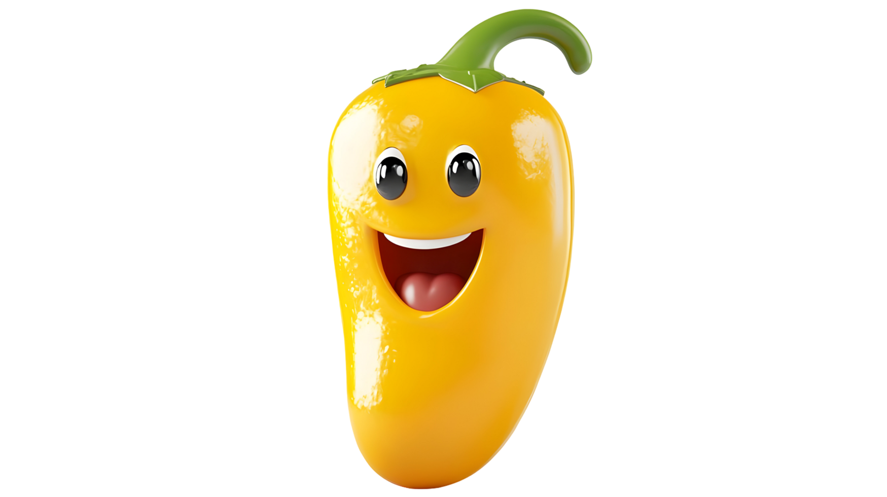 Cheerful yellow pepper with a happy expression, isolated on transparent background. png