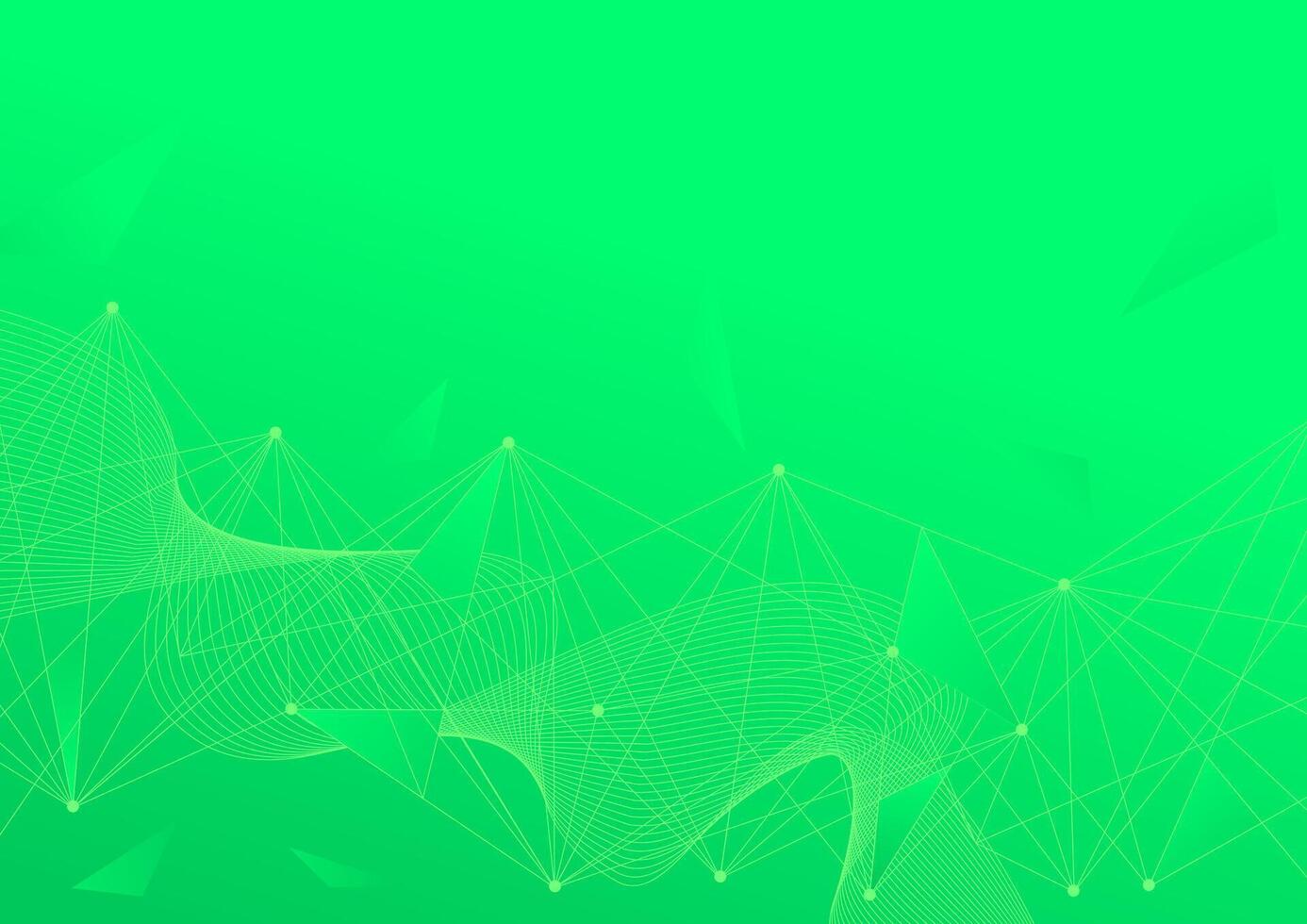 Green background with flowing lines and connection points vector