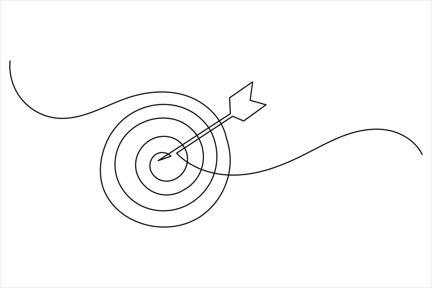 Target icon in continuous one line drawing style illustration on white background vector