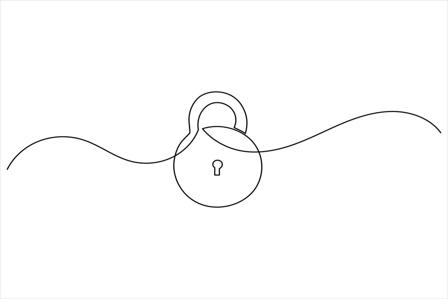 Continuous line style padlock design simple outline art for lock security illustration vector