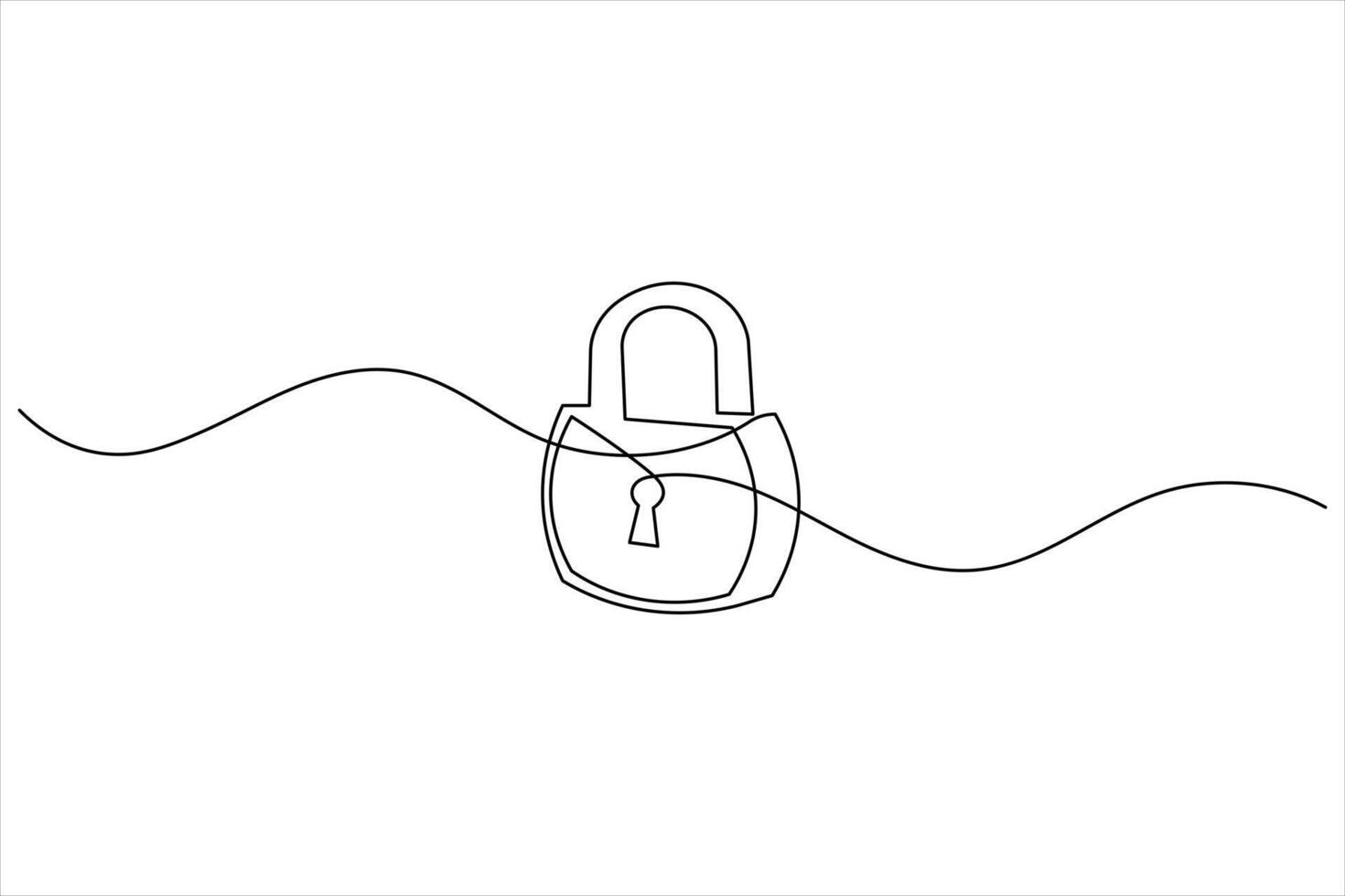 Continuous line drawing padlock icon simple style outline for secure safety representation vector