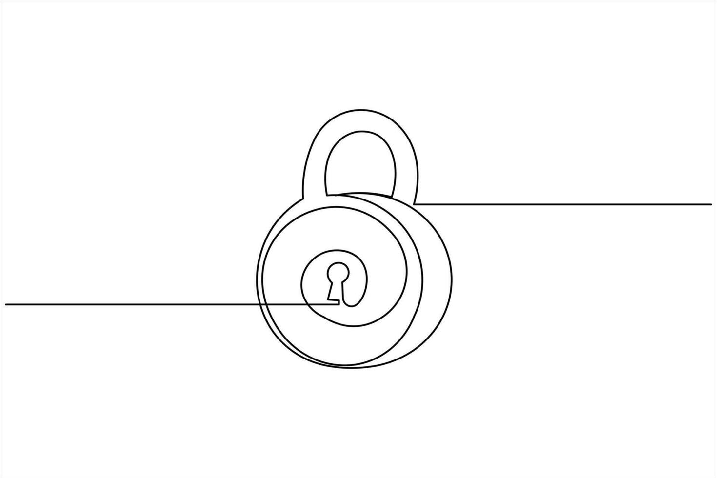 Continuous line drawing lock padlock minimal art showing security privacy concept vector