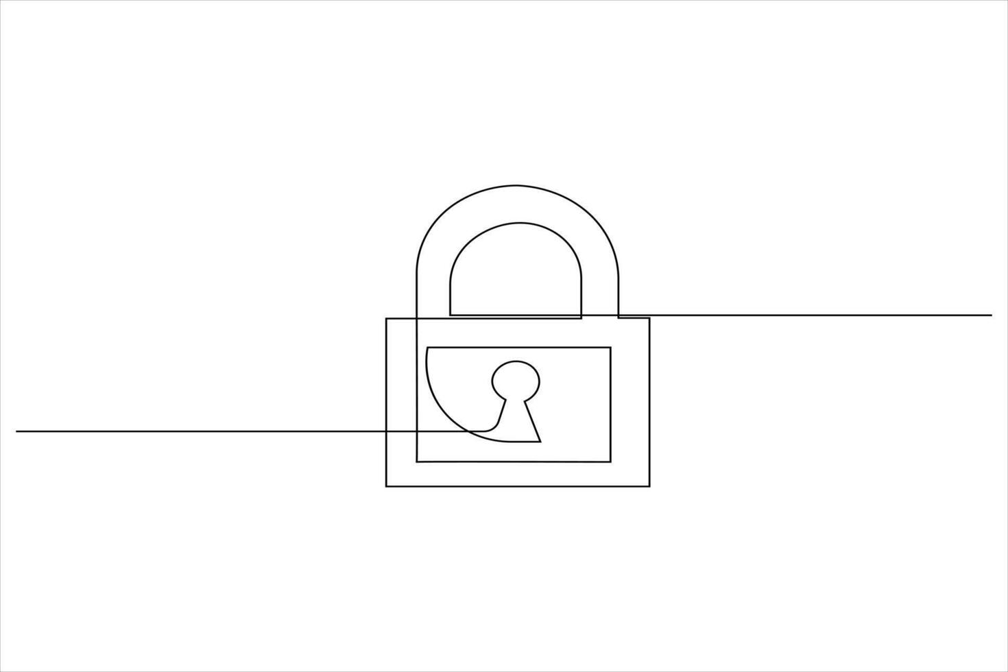 One line drawing padlock outline minimal style isolated on white background security symbol vector