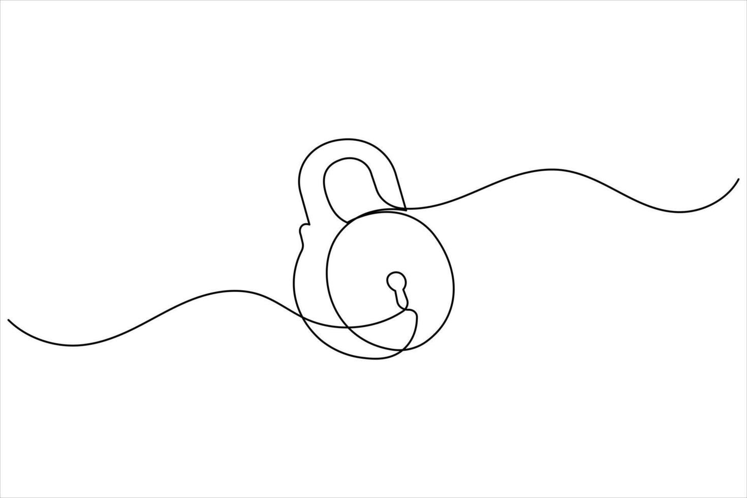 One stroke padlock minimal design line art icon for digital safety access and locking system vector