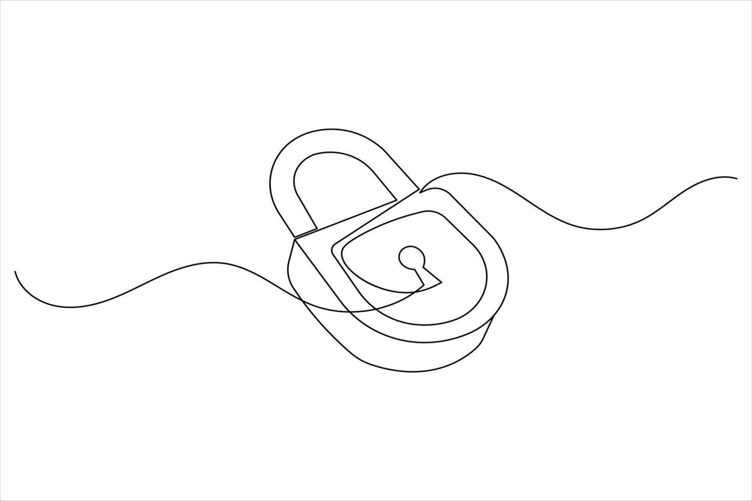 Minimal continuous line padlock lock symbol drawn in elegant modern thin line style vector