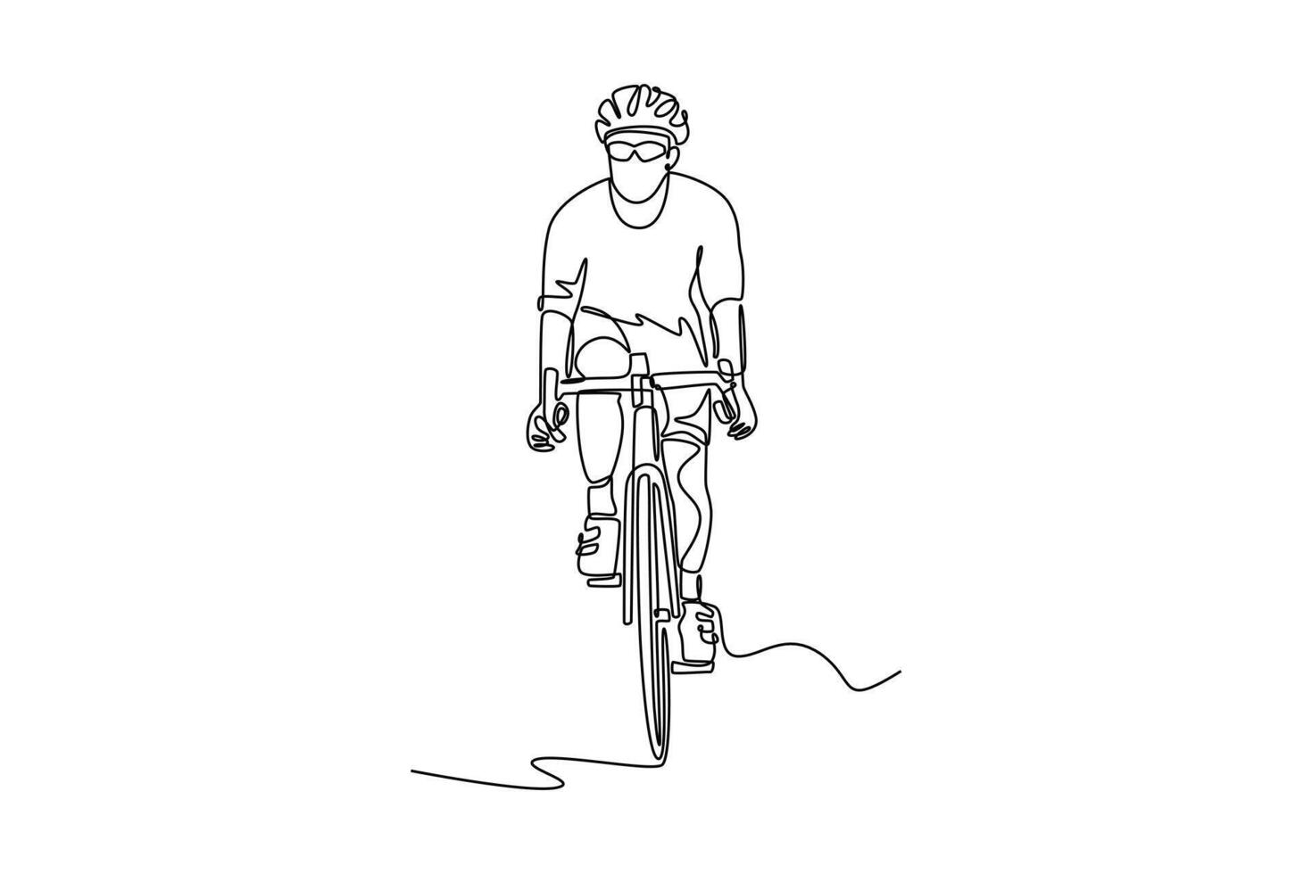 cyclist with helmet. Physical activity concept. Single line draw design. graphic illustration vector