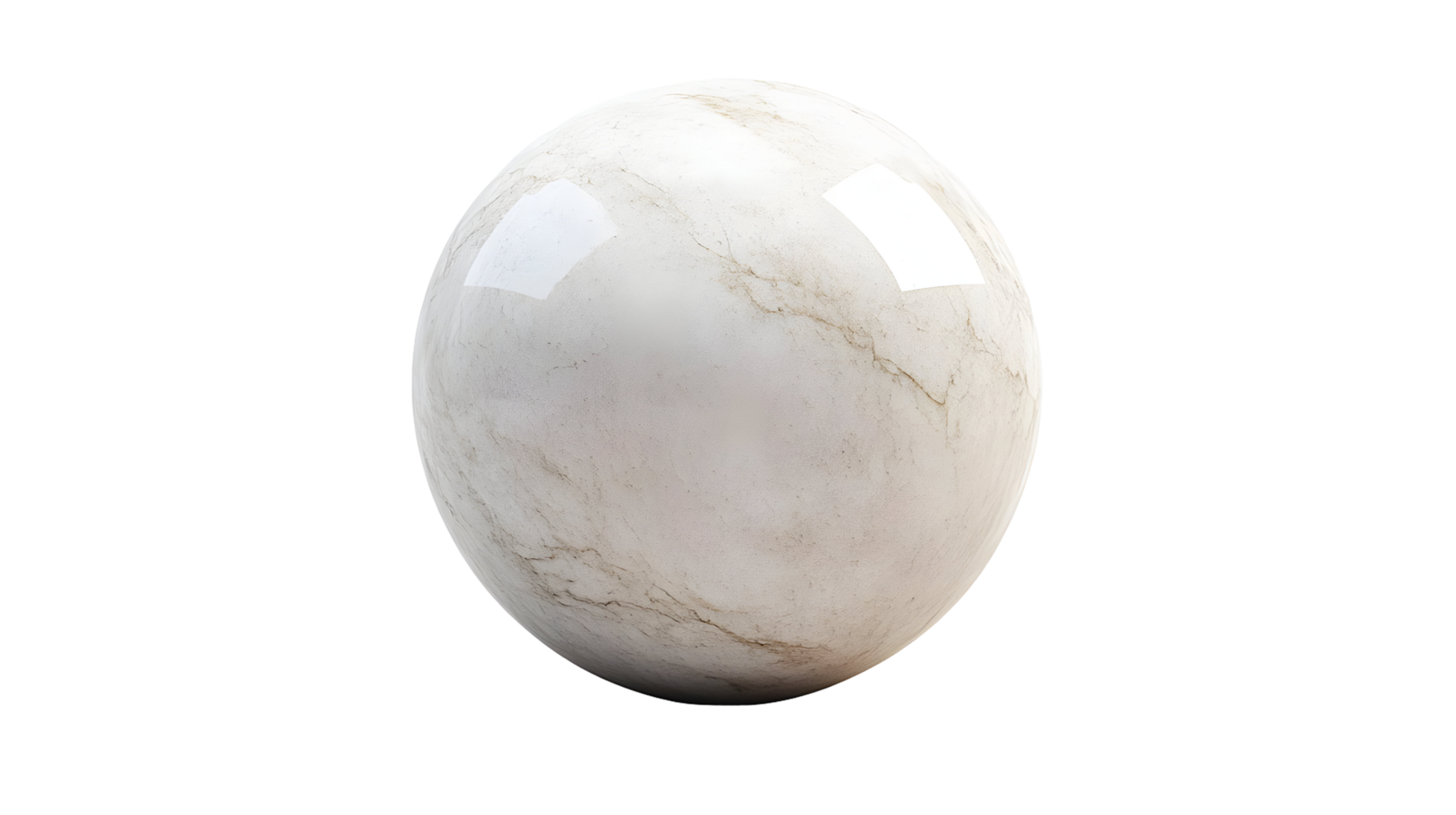 Detailed digital rendering of a smooth marble sphere isolated on transparent background. png