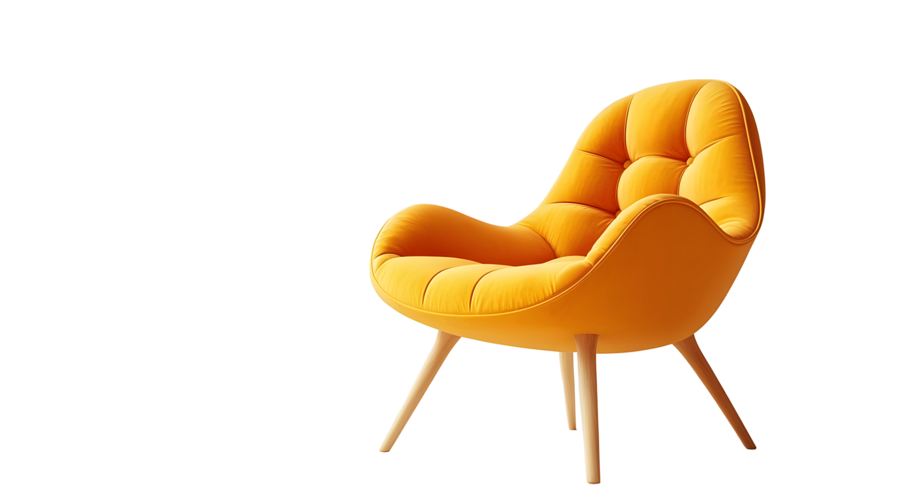 Stylish, modern orange armchair isolated on transparent background. png