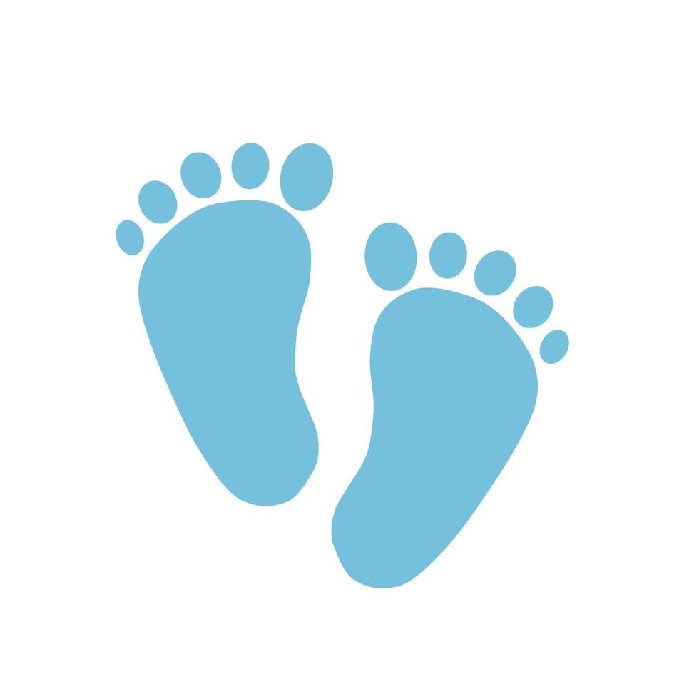 Blue baby boy footprints on white background. Perfect for newborn announcements, baby shower invitations, and boy-themed child graphics vector