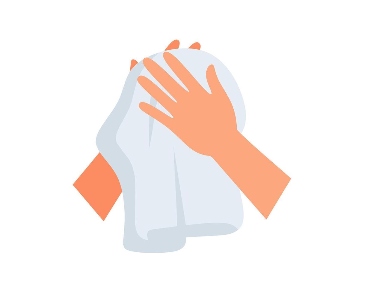 illustration of hands drying with a towel after washing. Hygiene and personal care concept, perfect for healthcare, sanitation, and instructional visual content. vector