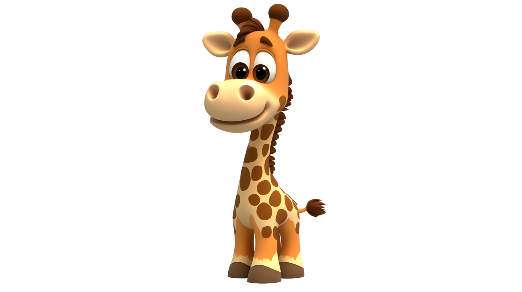 Animated giraffe character isolated on transparent background. png