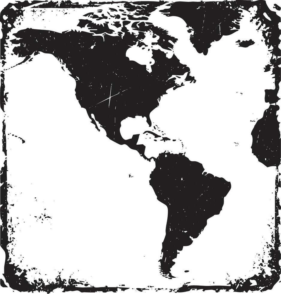 Map of the Americas in grunge stamp style isolated vector