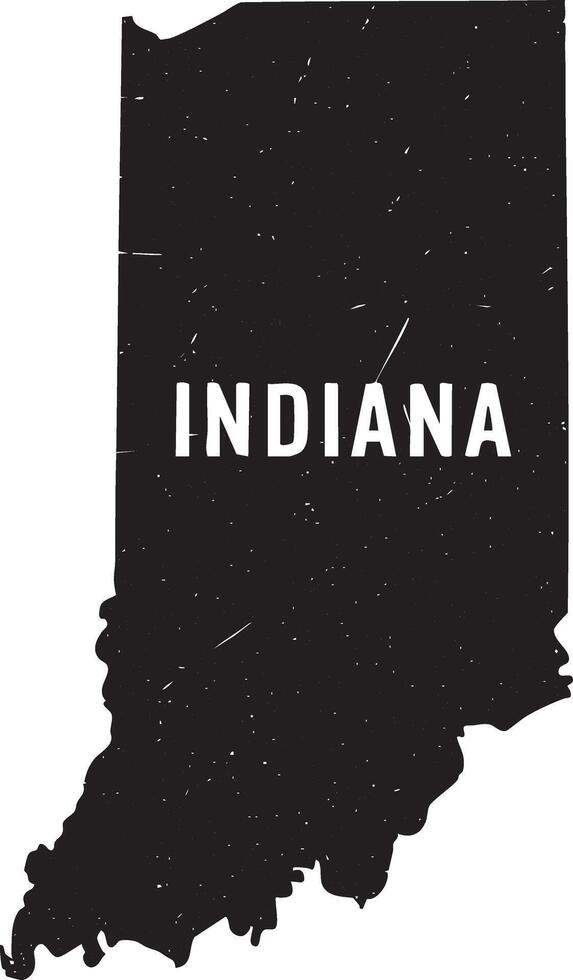 Indiana state map in black grunge stamp style isolated vector