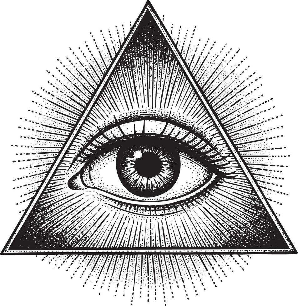 Eye of Providence illustration in vintage stipple engraving style vector
