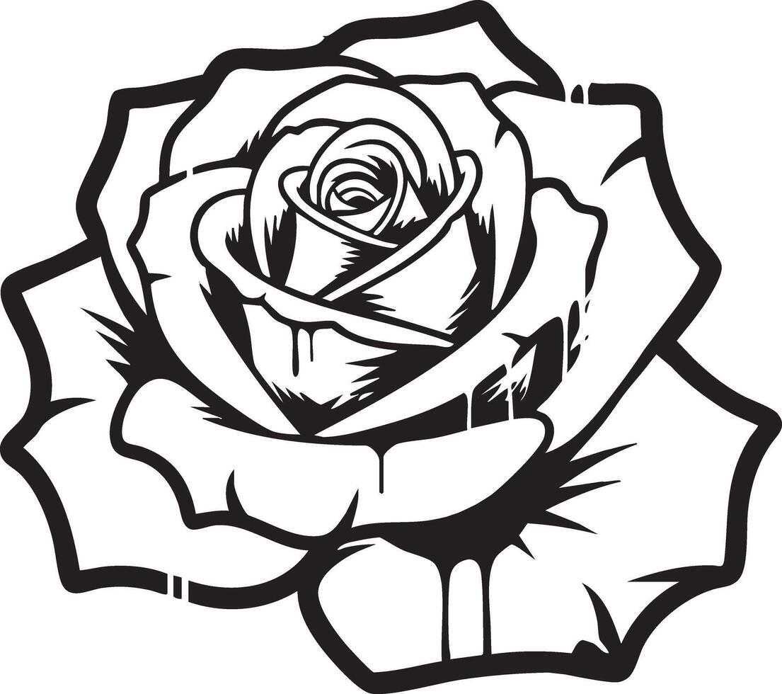 Rose flower illustration in graffiti stencil style with dripping paint effect vector