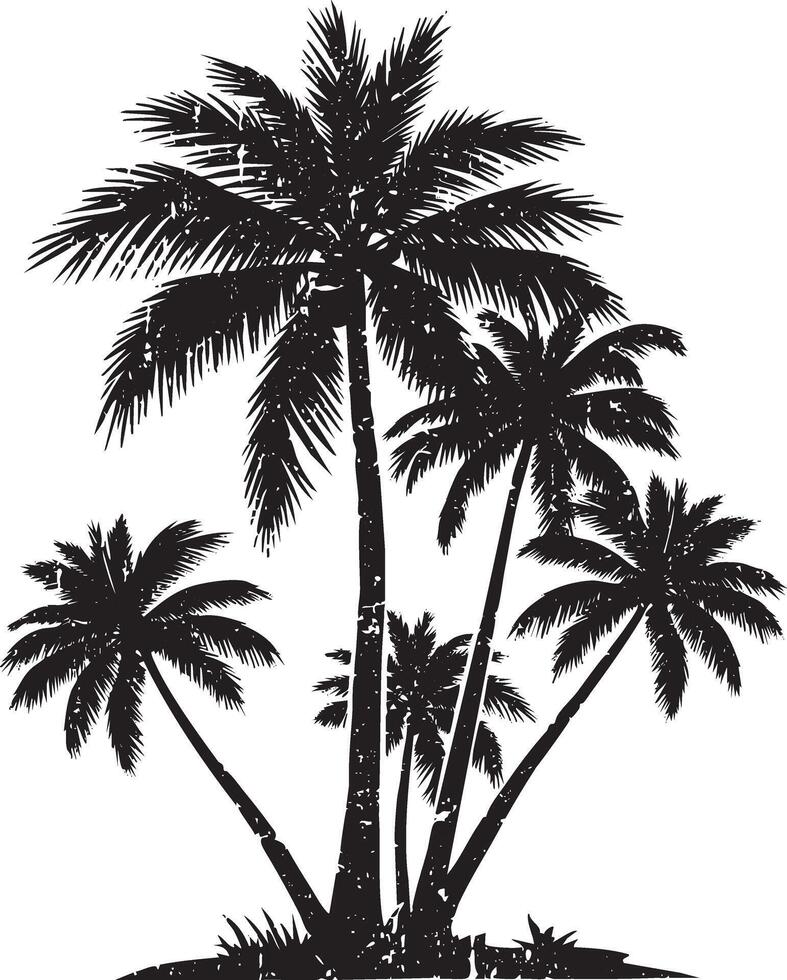 Palm tree retro stencil illustrations with distressed grunge texture isolated vector