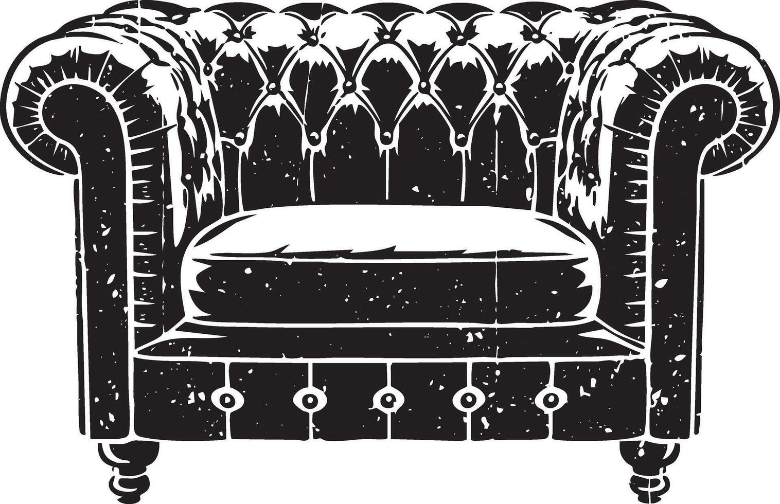 Chesterfield seat retro stencil illustration stamp with distressed grunge texture vector