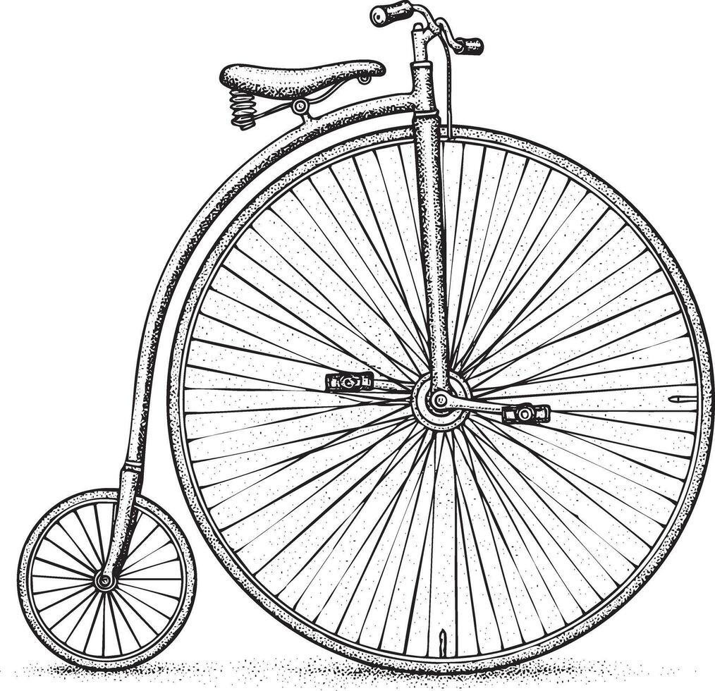 Vintage bicycle illustration in retro stipple engraving style isolated vector