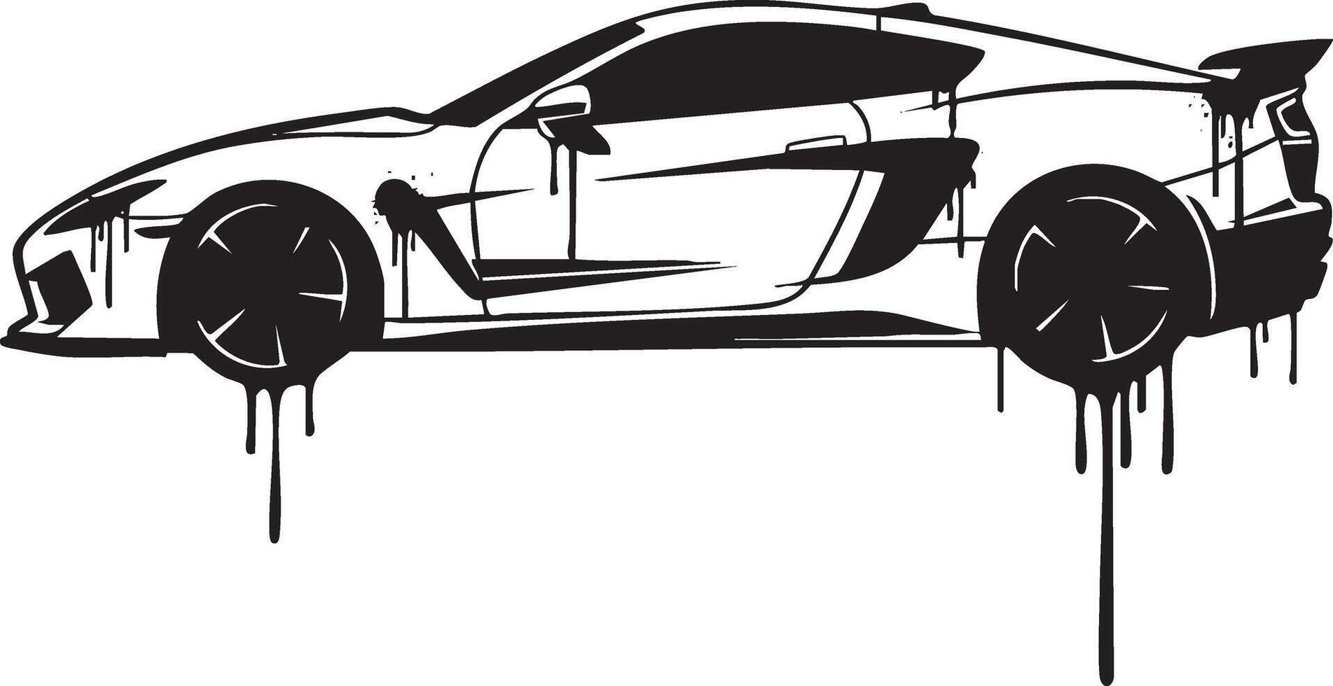 Generic sports car illustration from the side in graffiti stencil style vector