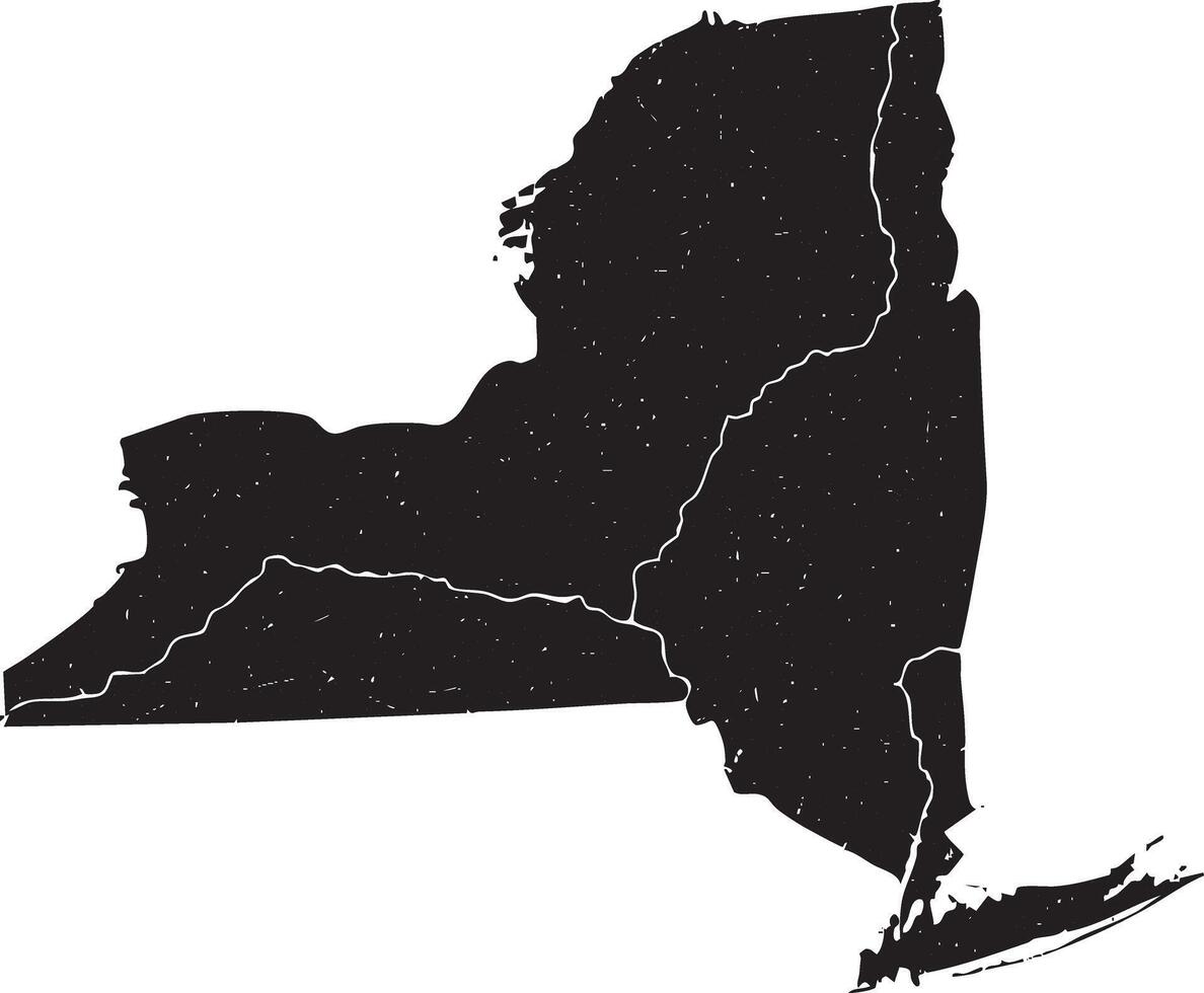 New York state map in black grunge stamp style isolated vector