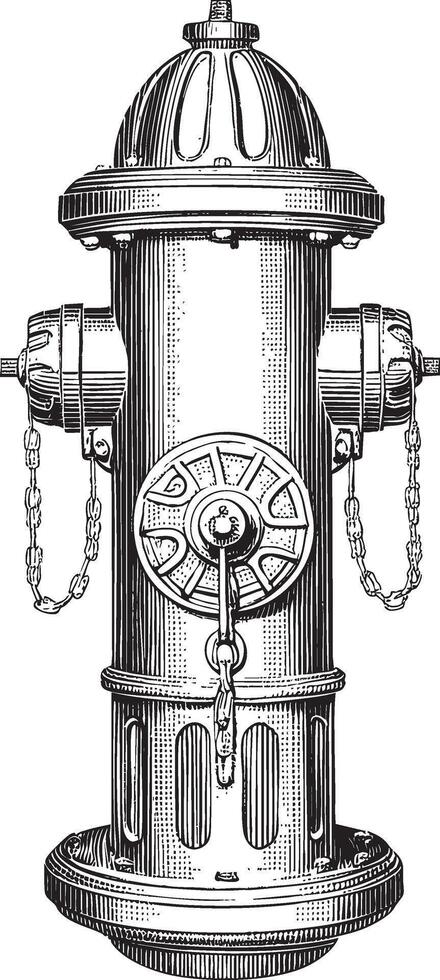 Generic fire hydrant illustration in vintage stipple engraving style isolated vector