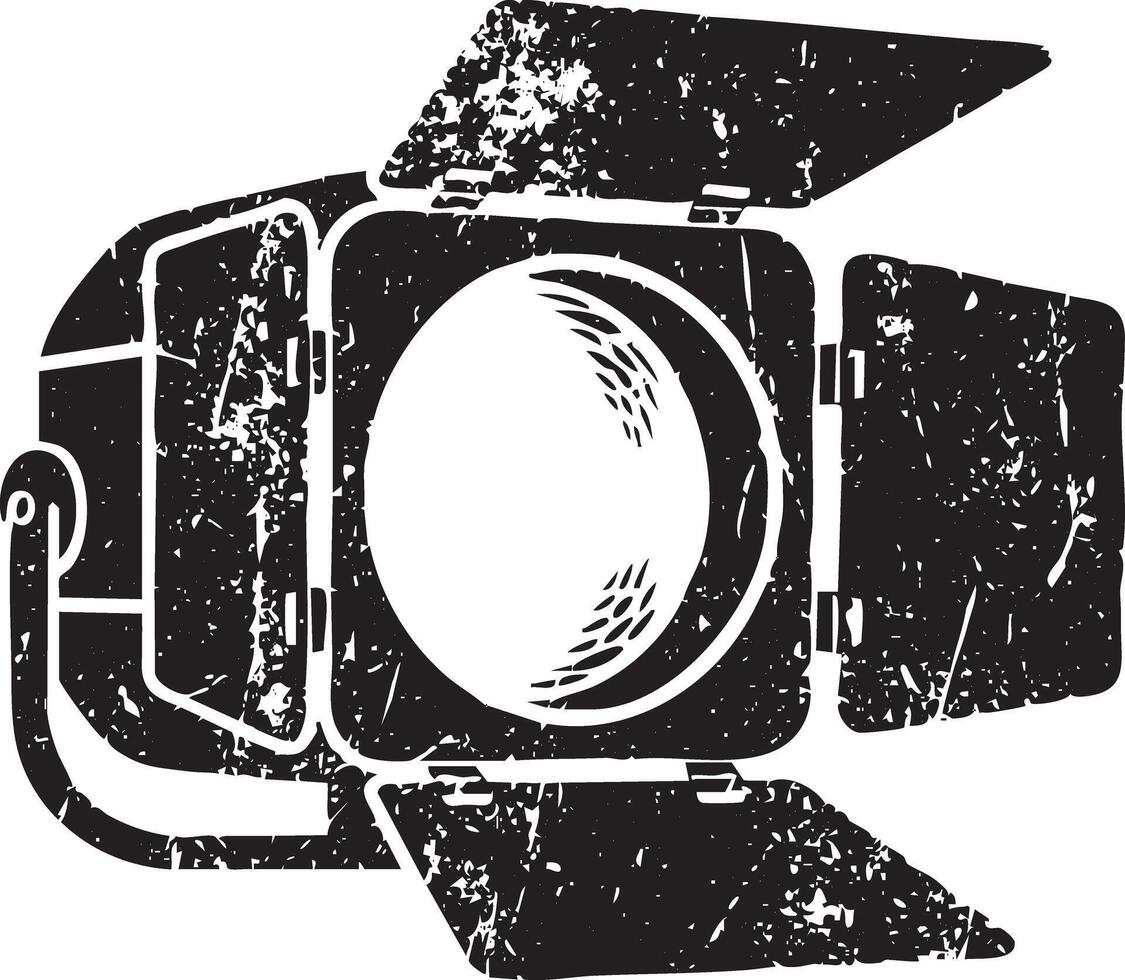 Stage light retro stencil illustration stamp with distressed grunge texture isolated vector