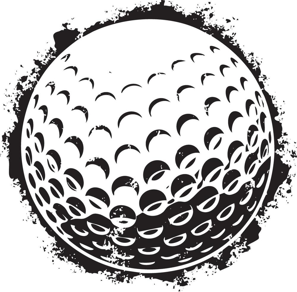 Golf ball retro stencil illustration stamp with distressed grunge texture vector