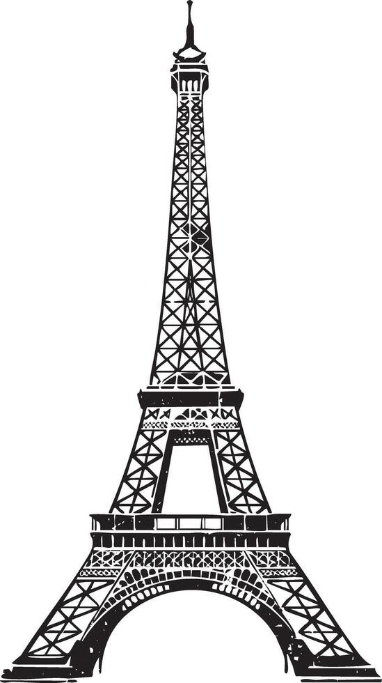 Eiffel tower retro stencil illustration stamps with distressed grunge texture isolated vector