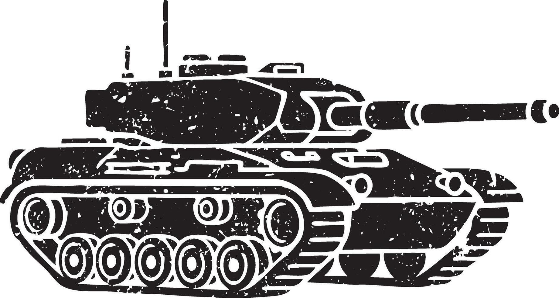Generic military tank retro stencil illustration stamp with distressed grunge texture vector