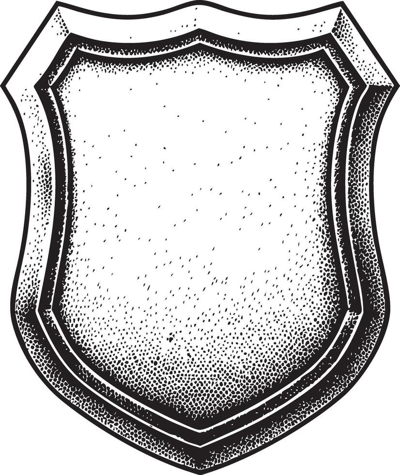 Shield illustration in vintage stipple engraving style isolated vector