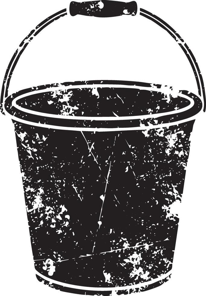 Generic bucket retro stencil illustration stamp with distressed grunge texture vector