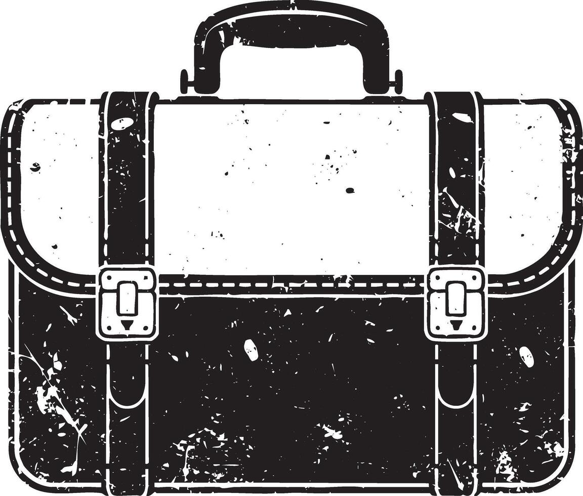 Vintage briefcase retro stencil illustration stamp with distressed grunge texture vector