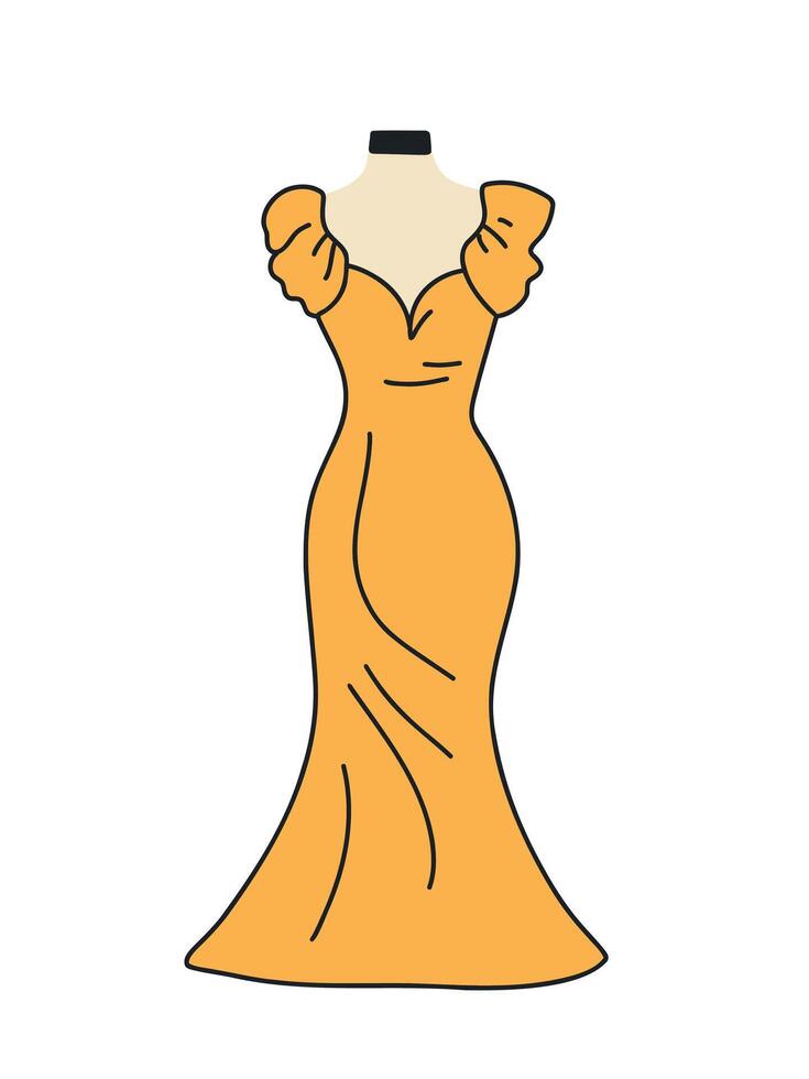 bright yellow luxurious dress on mannequin vector