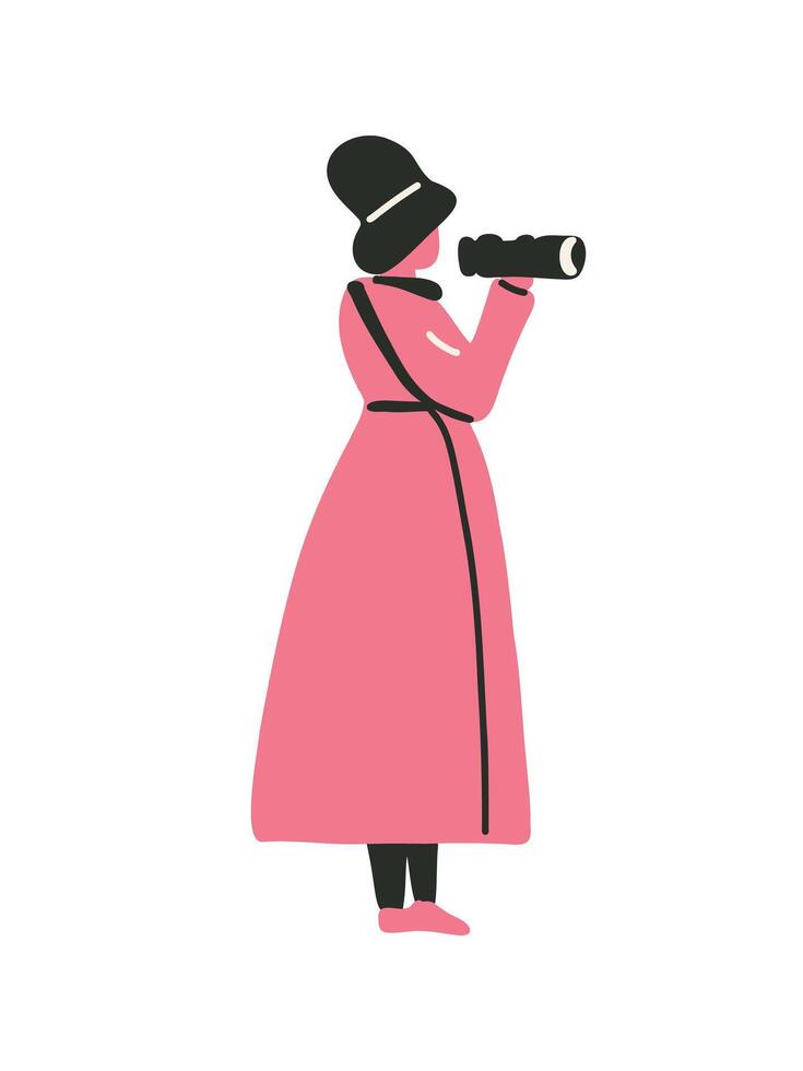 woman taking photo with camera, vector
