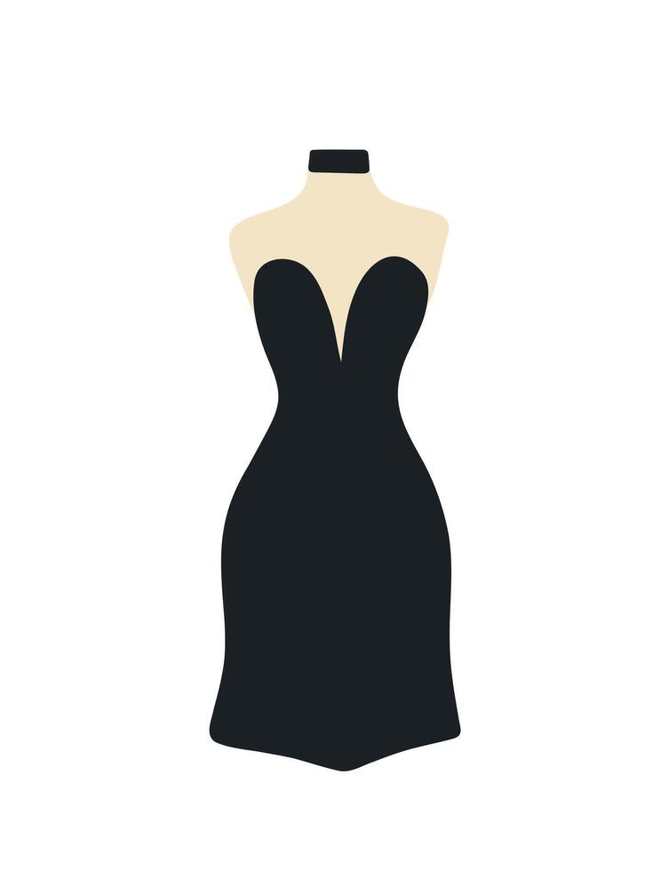 fashionable black dress on a mannequin on a white background vector