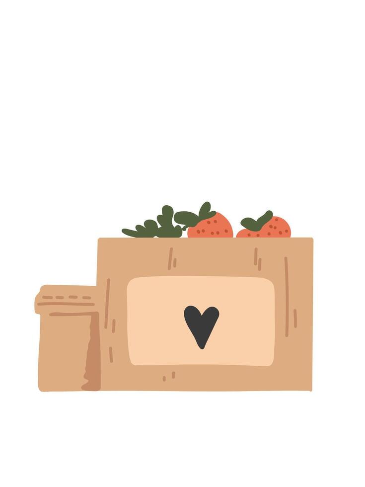 illustration grocery delivery box vector