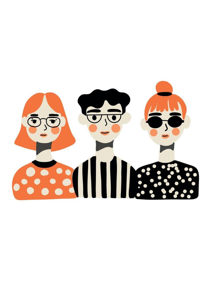 young people in creative art style vector