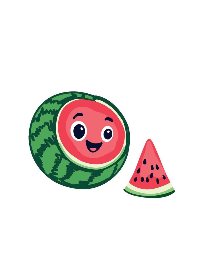illustration cute cartoon watermelon vector