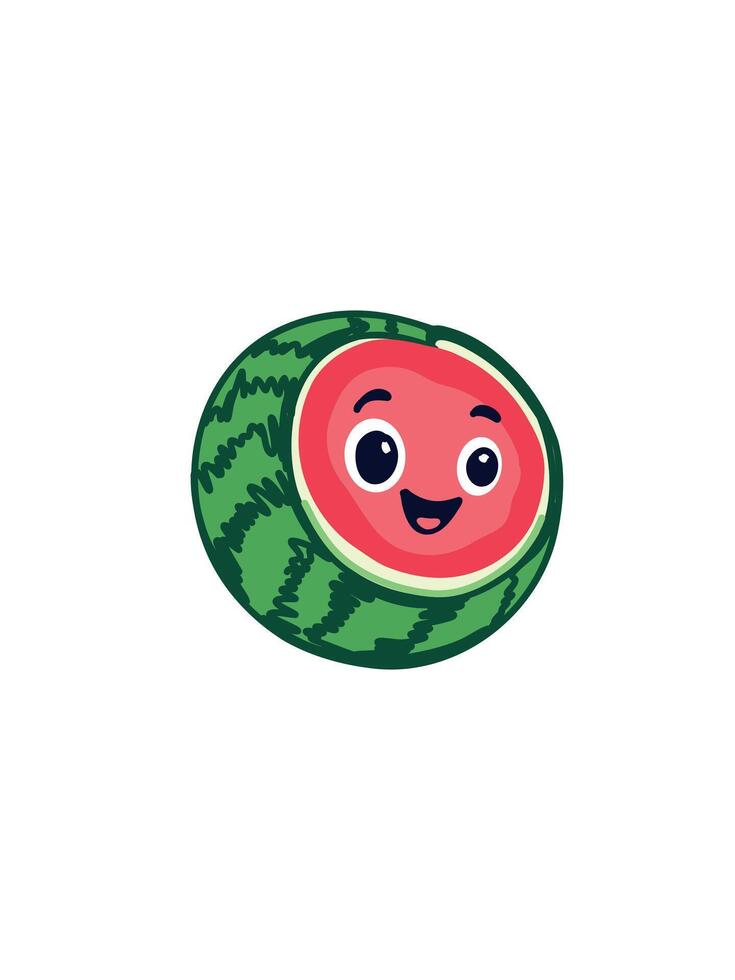 illustration cartoon watermelon with smile vector