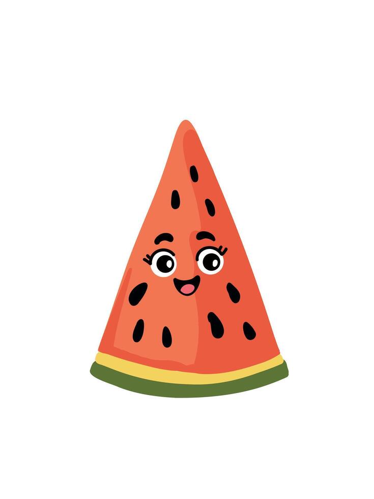 fun cartoon watermelon slice, vector