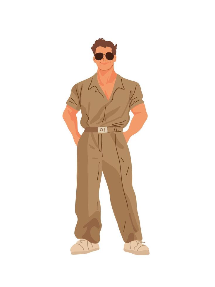 fashionable young man in light summer outfit illustration vector