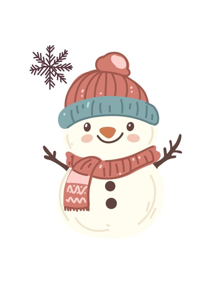 snowman with hat and scarf vector