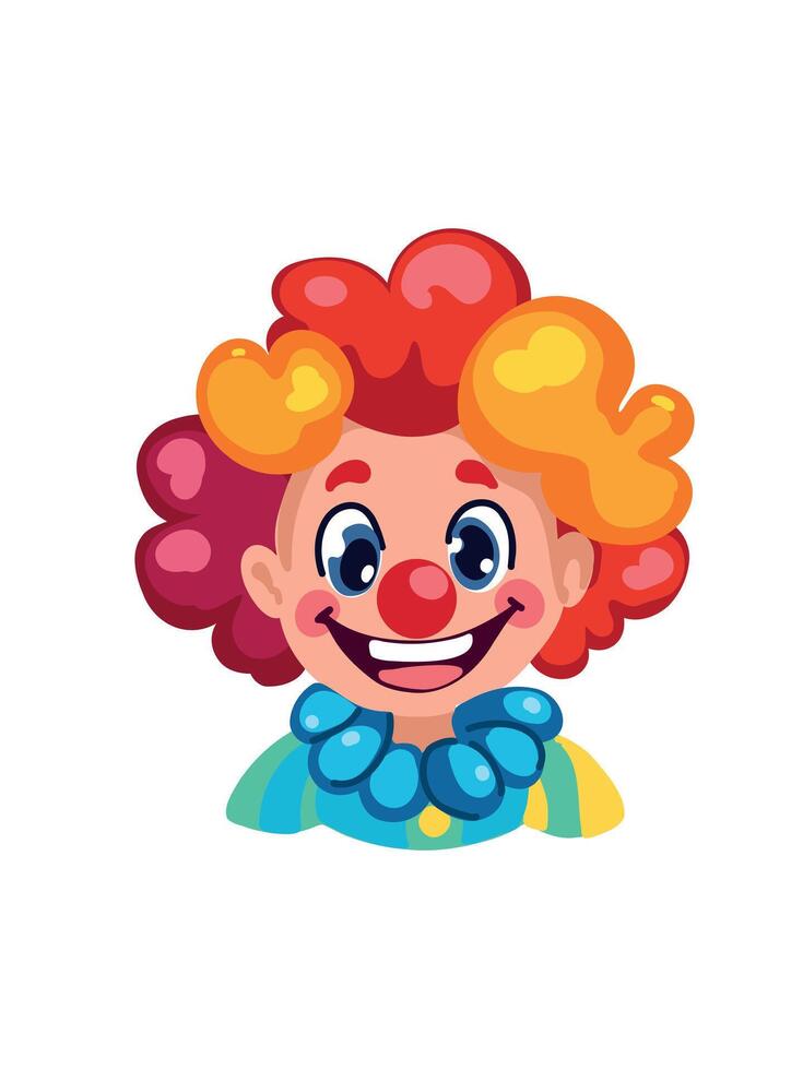 smiling clown with colorful wig vector