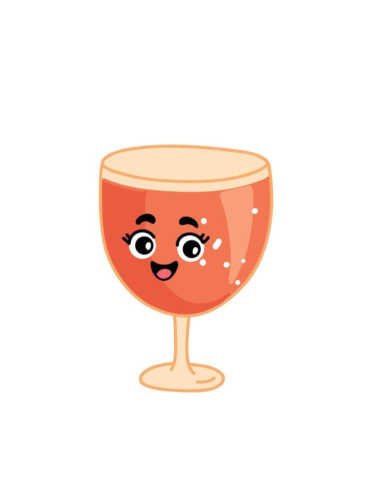 glass of white wine bright cartoon design vector