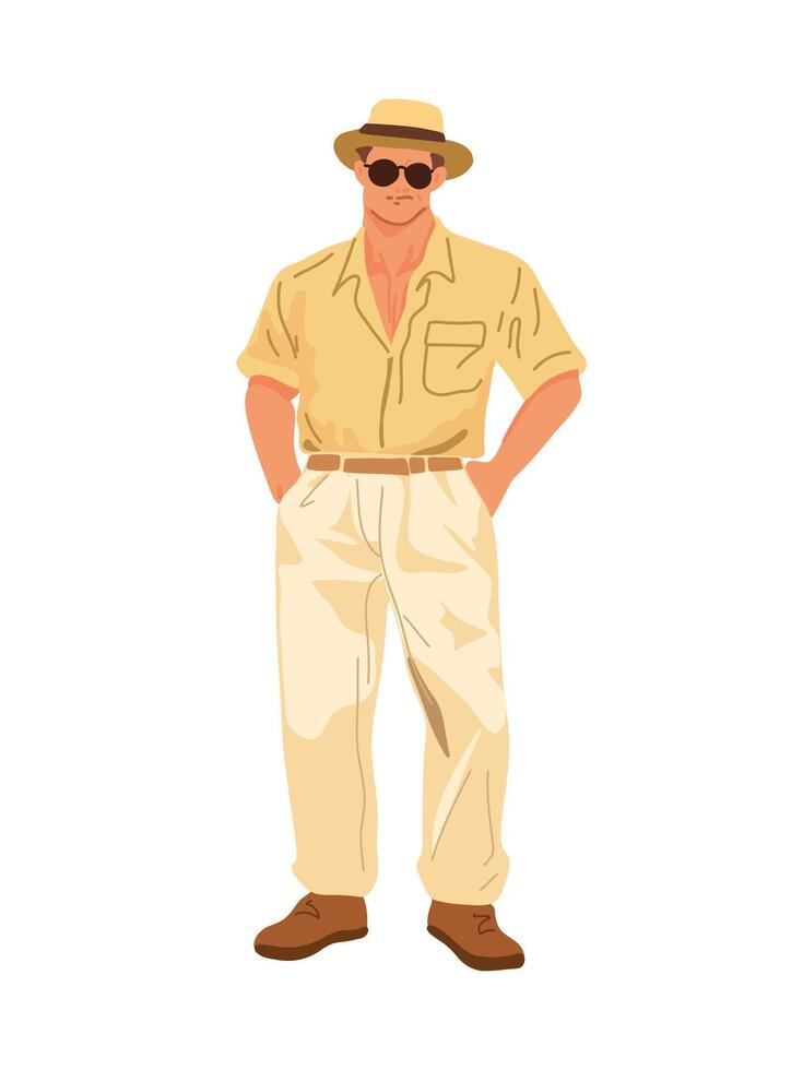 stylish young man in summer clothes full body illustration vector