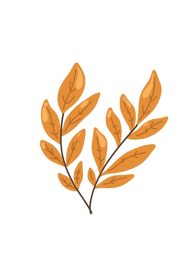 branch with golden leaves illustration vector